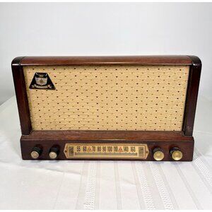 Hoffman Tube Radio AM Mid Century Tabletop Wood Cabinet Vintage Working